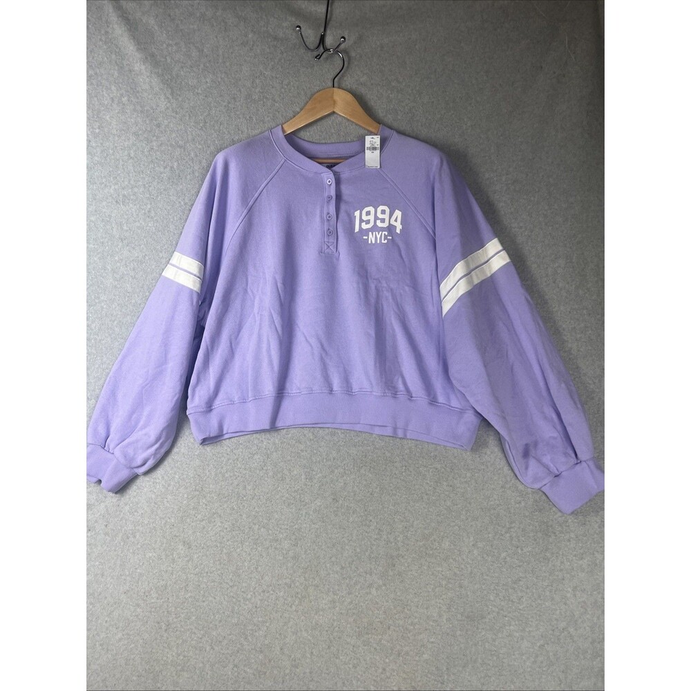 Old Navy So Comfy Sweatshirt Women XXL Lavender  Retro Button 1994 NWT